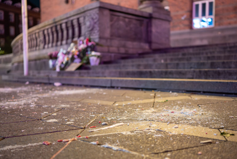 Remains of candles are left after the tribute to Nepali dead protesters on Sept. 9.