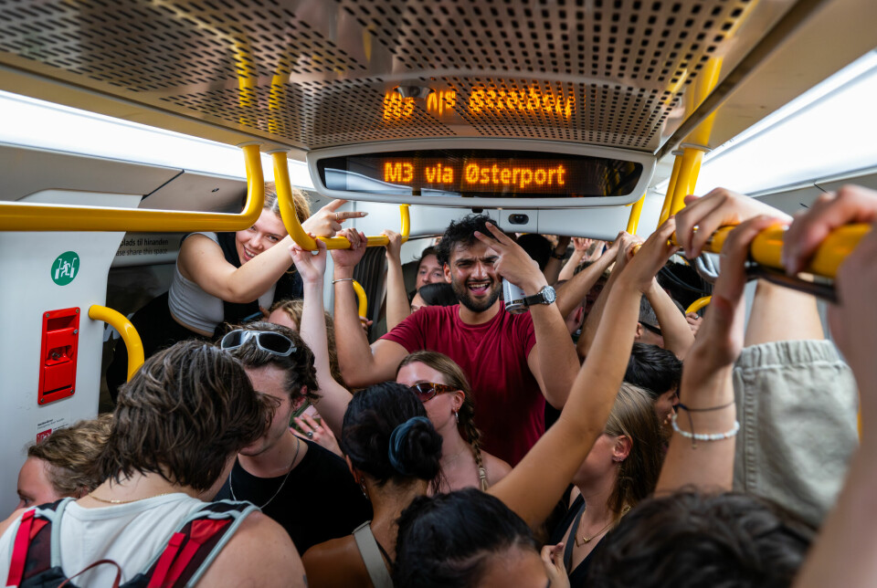 Dozens of electronic music fans pack in a Copenhagen metro car for a dance party as part of Denmark’s five day Strøm Festival in early September.