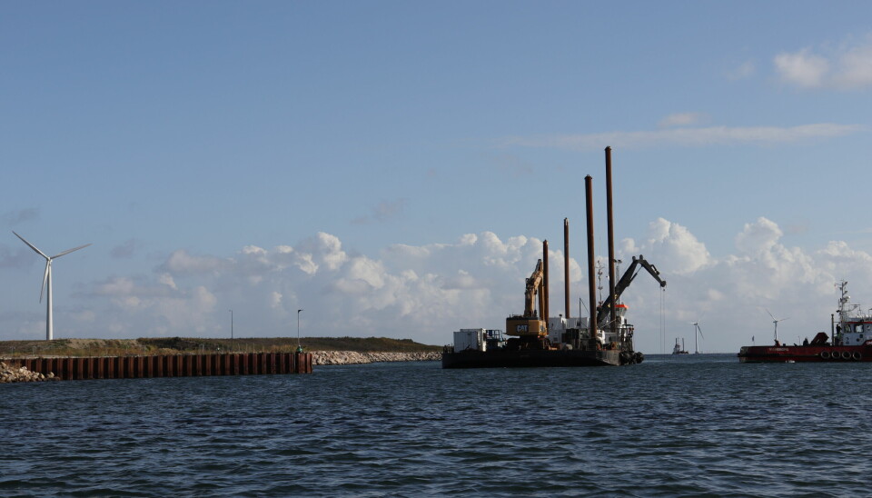 View of Lynetteholm construction site from the sea.