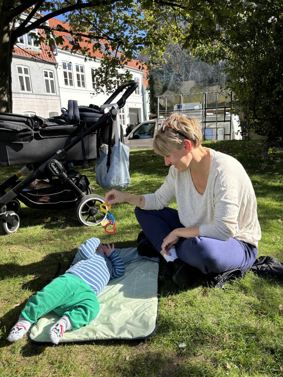 Line Høstrup sammen med hendes baby.