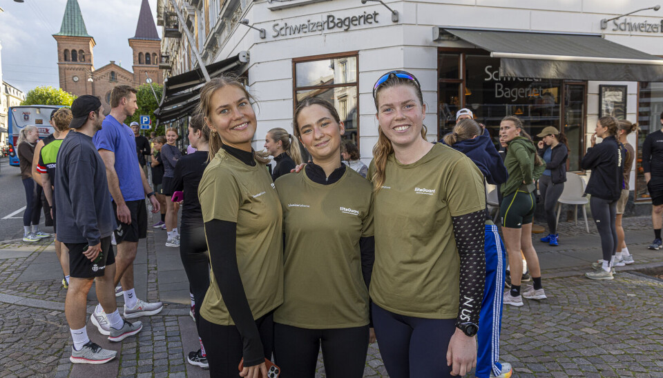 Mathilde Hildebrand (yderst til højre) har selv taget initiativ til at starte social running hos Schweizerbageriet.