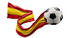 Fodbold med det spanske flag bagved